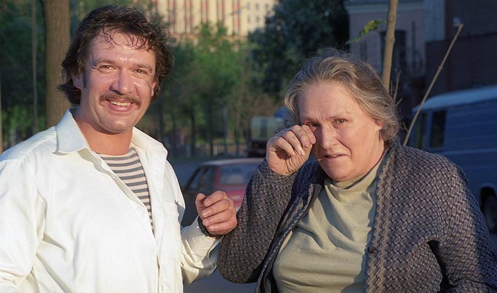 С Владимиром Машковым на съемках картины Дениса Евстигнеева «Мама», 1999 год