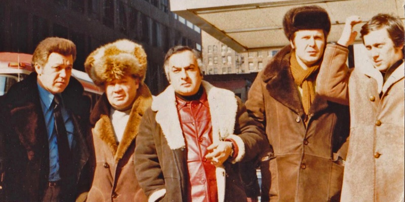 Иосиф Кобзон, Евгений Леонов, Левон Оганезов, Лев Лещенко и Владимир Винокур в Нью-Йорке, начало 90-х