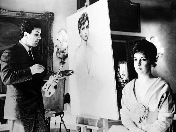 Во время работы над портретом Джины Лоллобриджиды, 1961 год